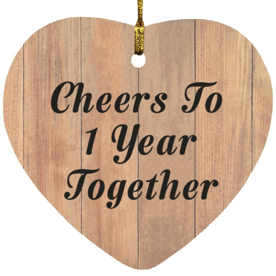 1st Anniversary Cheers To 1 Year Together - Heart Ornament C
