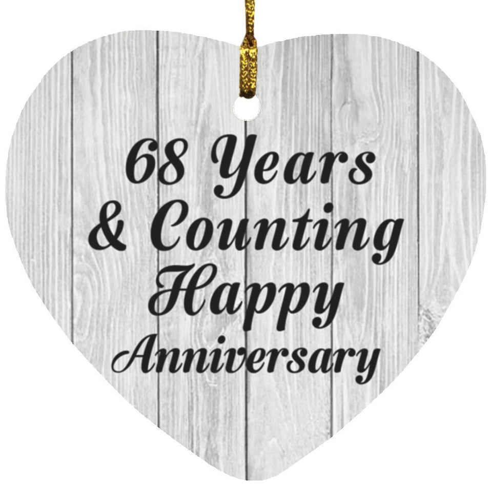 Happy 68th Anniversary 68 Years & Counting - Heart Ornament F