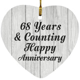 Happy 68th Anniversary 68 Years & Counting - Heart Ornament F