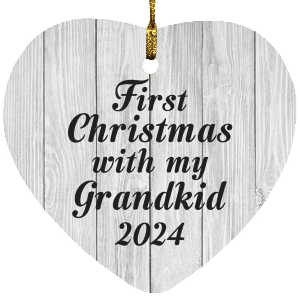 First Christmas With My Grandkid 2024 - Heart Ornament F