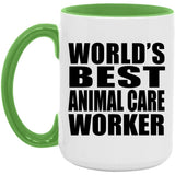 World's Best Animal Care Worker - 15oz Accent Mug Green