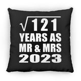 11th Anniversary Square Root of 121 Years As Mr & Mrs 2023 - Throw Pillow Black