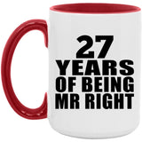 27th Anniversary 27 Years Of Being Mr Right - 15oz Accent Mug Red