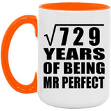 27th Anniversary Square Root of 729 Years of Mr Perfect - 15oz Accent Mug Orange
