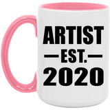 Artist Established EST. 2020 - 15oz Accent Mug Pink