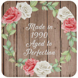 34th Birthday Made In 1990 Aged To Perfection - Drink Coaster B