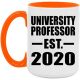 University Professor Established EST. 2020 - 15oz Accent Mug Orange
