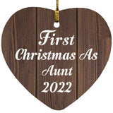First Christmas As Aunt 2022 - Heart Ornament D