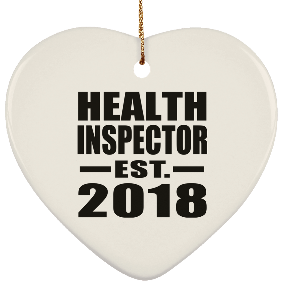 Health Inspector Established EST. 2018 - Heart Ornament