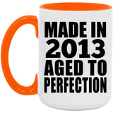 11th Birthday Made In 2013 Aged to Perfection - 15oz Accent Mug Orange