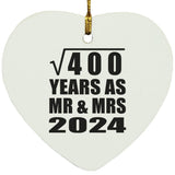 20th Anniversary Square Root of 400 Years As Mr & Mrs 2024 - Heart Ornament