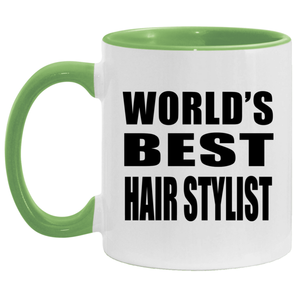 World's Best Hair Stylist - 11oz Accent Mug Green