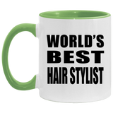 World's Best Hair Stylist - 11oz Accent Mug Green