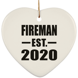Fireman Established EST. 2020 - Heart Ornament