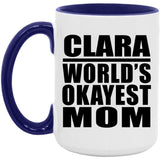 Clara World's Okayest Mom - 15oz Accent Mug Purple