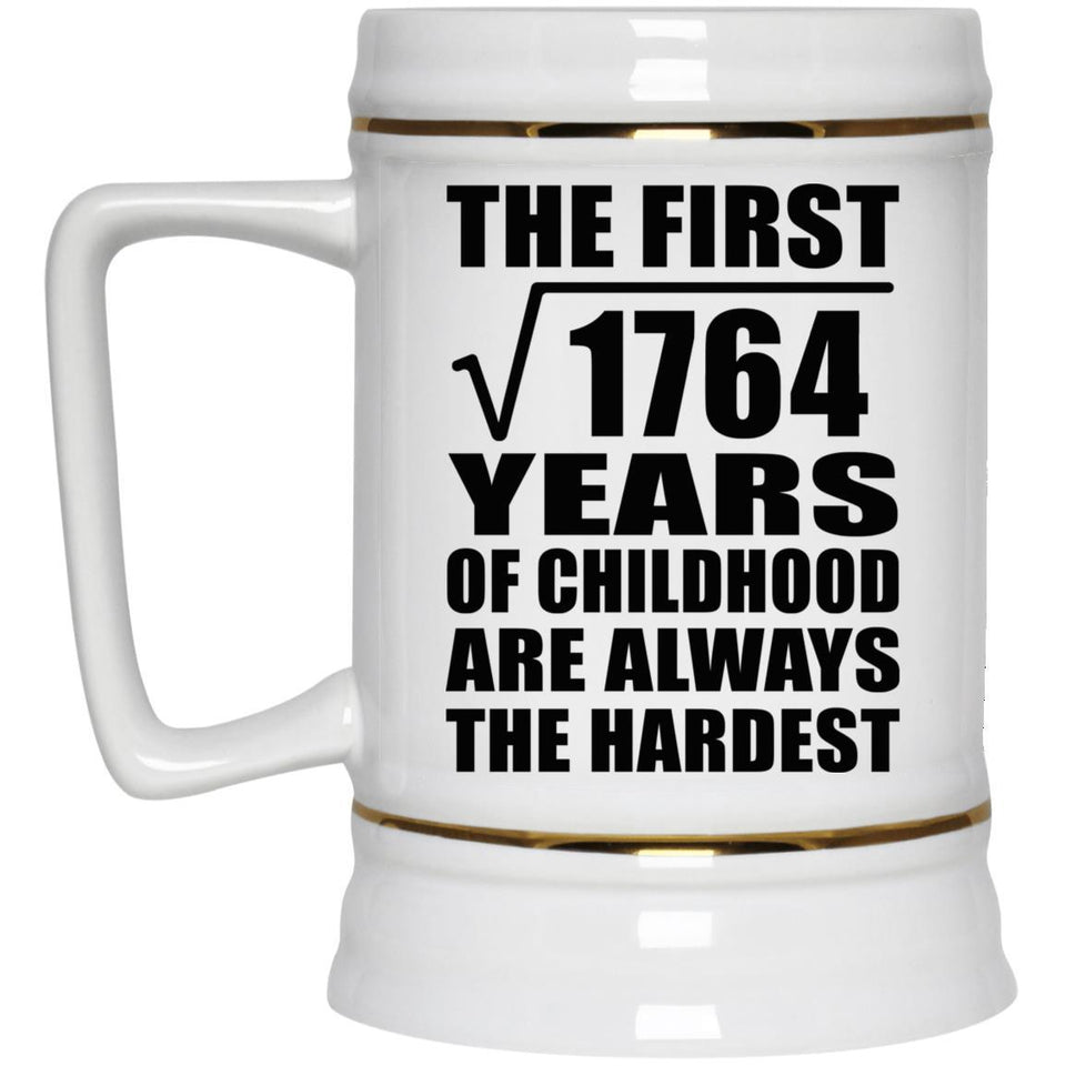 42nd Birthday Square Root of 1764 Years of Childhood - Beer Stein
