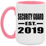 Security Guard Established EST. 2019 - 15oz Accent Mug Pink