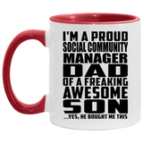 Proud Social Community Manager Dad Of Awesome Son - 11oz Accent Mug Red