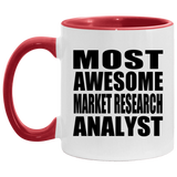 Most Awesome Market Research Analyst - 11oz Accent Mug Red