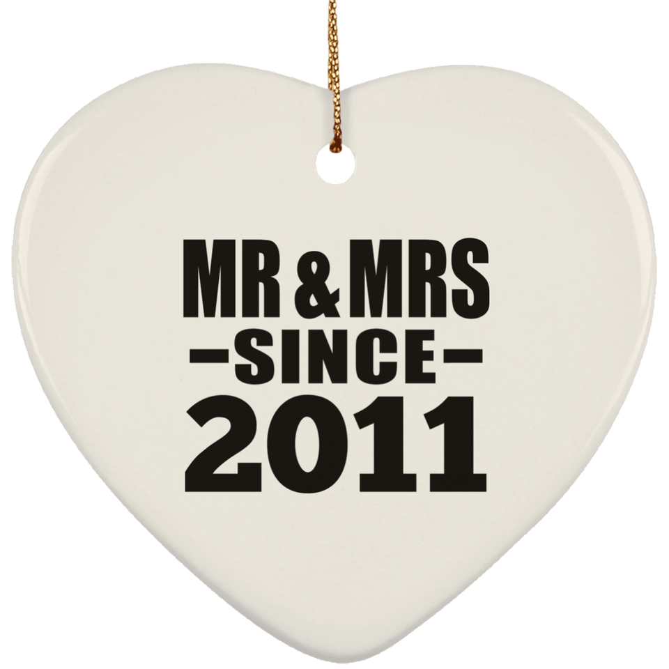 13th Anniversary Mr & Mrs Since 2011 - Heart Ornament