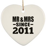 13th Anniversary Mr & Mrs Since 2011 - Heart Ornament