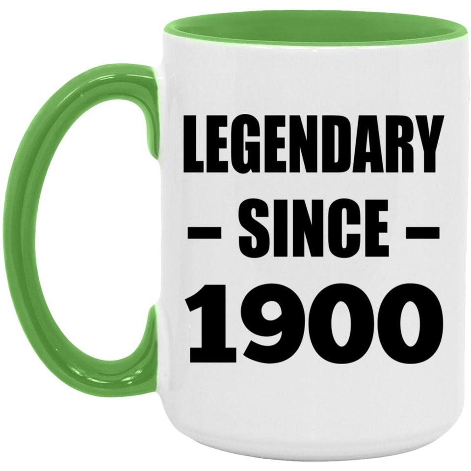 124th Birthday Legendary Since 1900 - 15oz Accent Mug Green