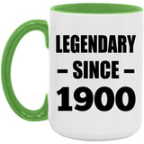 124th Birthday Legendary Since 1900 - 15oz Accent Mug Green