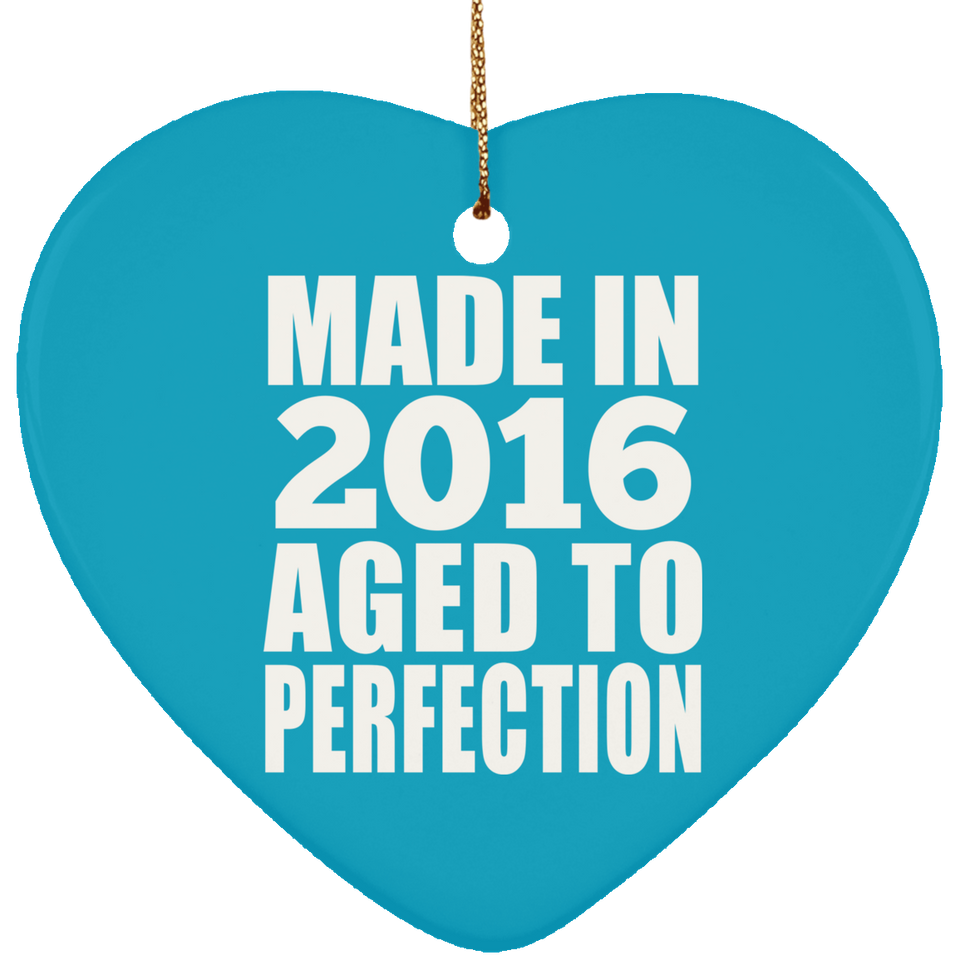 8th Birthday Made In 2016 Aged to Perfection - Heart Ornament