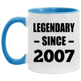 17th Birthday Legendary Since 2007 - 11oz Accent Mug Blue