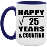 Happy 5th Anniversary Square Root of 25 Years & Counting - 15oz Accent Mug Purple