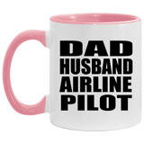 Dad Husband Airline Pilot - 11oz Accent Mug Pink