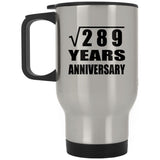 17th Anniversary Square Root of 289 Years Anniversary - Silver Travel Mug