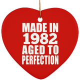 42nd Birthday Made In 1982 Aged to Perfection - Heart Ornament