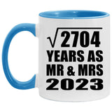 52nd Anniversary Square Root of 2704 Years As Mr & Mrs 2023 - 11oz Accent Mug Blue