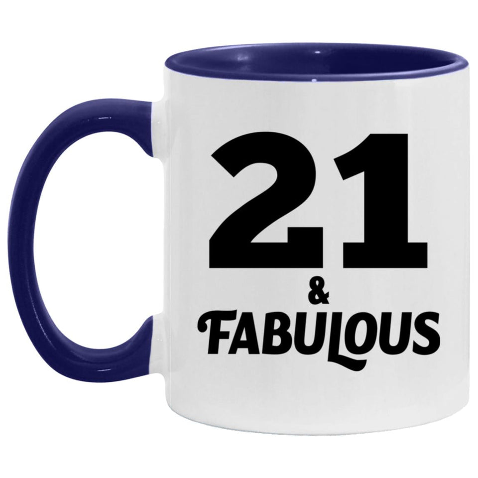 21st Birthday 21 & Fabulous - 11oz Accent Mug Purple