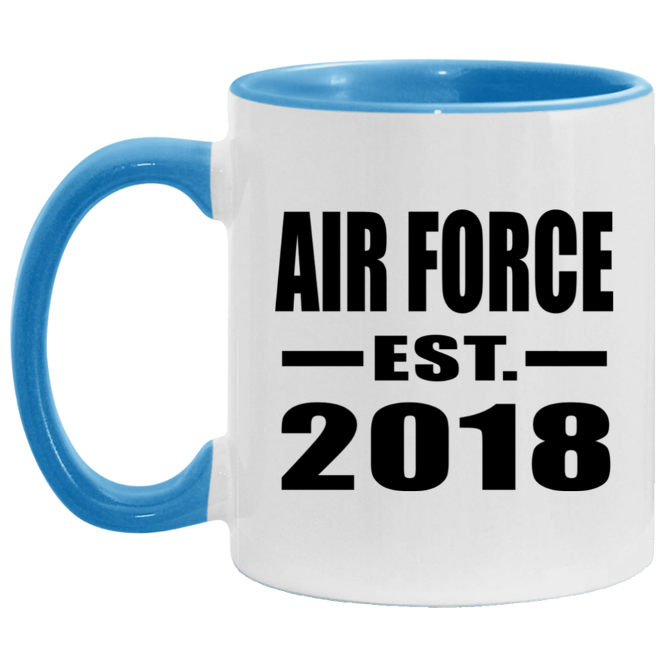 Air Force Established EST. 2018 - 11oz Accent Mug Blue