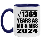37th Anniversary Square Root of 1369 Years As Mr & Mrs 2024 - 11oz Accent Mug Purple