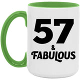 57th Birthday 57 & Fabulous - 15oz Accent Mug Green