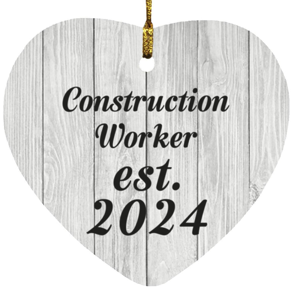 Construction Worker Established Est. 2024 - Heart Ornament F