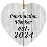 Construction Worker Established Est. 2024 - Heart Ornament F