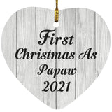 First Christmas As Papaw 2021 - Heart Ornament F