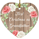First Christmas As Grandfather - Heart Ornament B