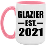 Glazier Established EST. 2021 - 15oz Accent Mug Pink