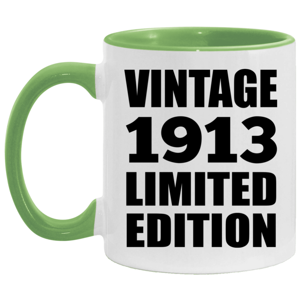 111th Birthday Vintage 1913 Limited Edition - 11oz Accent Mug Green