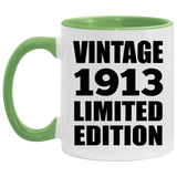 111th Birthday Vintage 1913 Limited Edition - 11oz Accent Mug Green