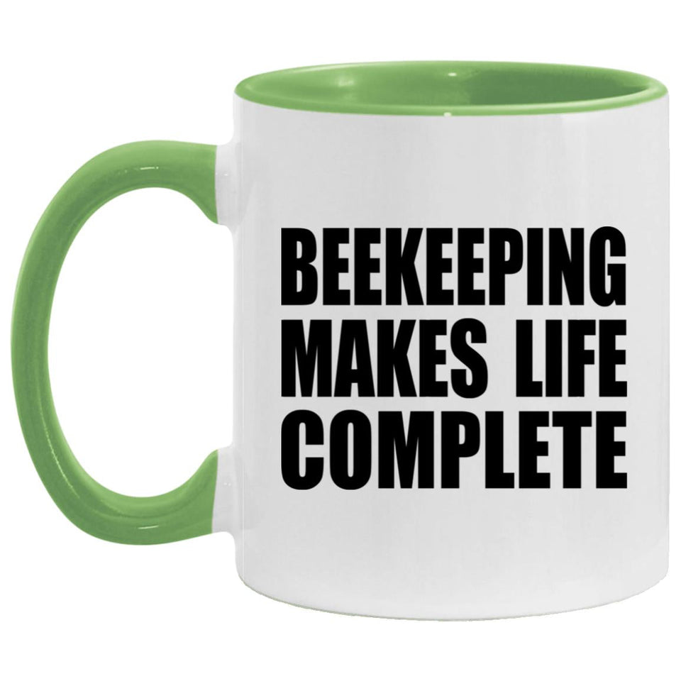 Beekeeping Makes Life Complete - 11oz Accent Mug Green