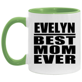 Evelyn Best Mom Ever - 11oz Accent Mug Green