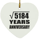 72nd Anniversary Square Root of 5184 Years Anniversary - Heart Ornament