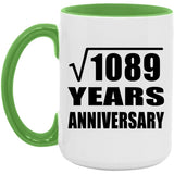 33rd Anniversary Square Root of 1089 Years Anniversary - 15oz Accent Mug Green