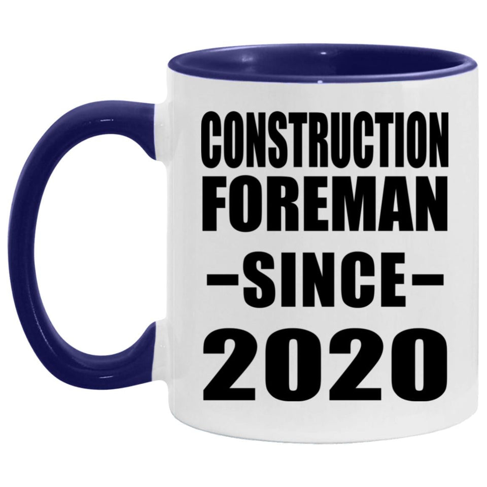 Construction Foreman Since 2020 - 11oz Accent Mug Purple